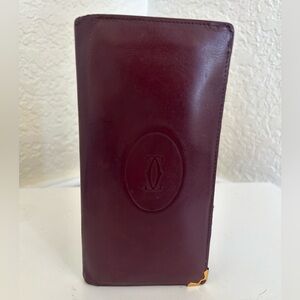 Cartier Paris Must de Cartier Bordeaux Leather Long Wallet Double C crest